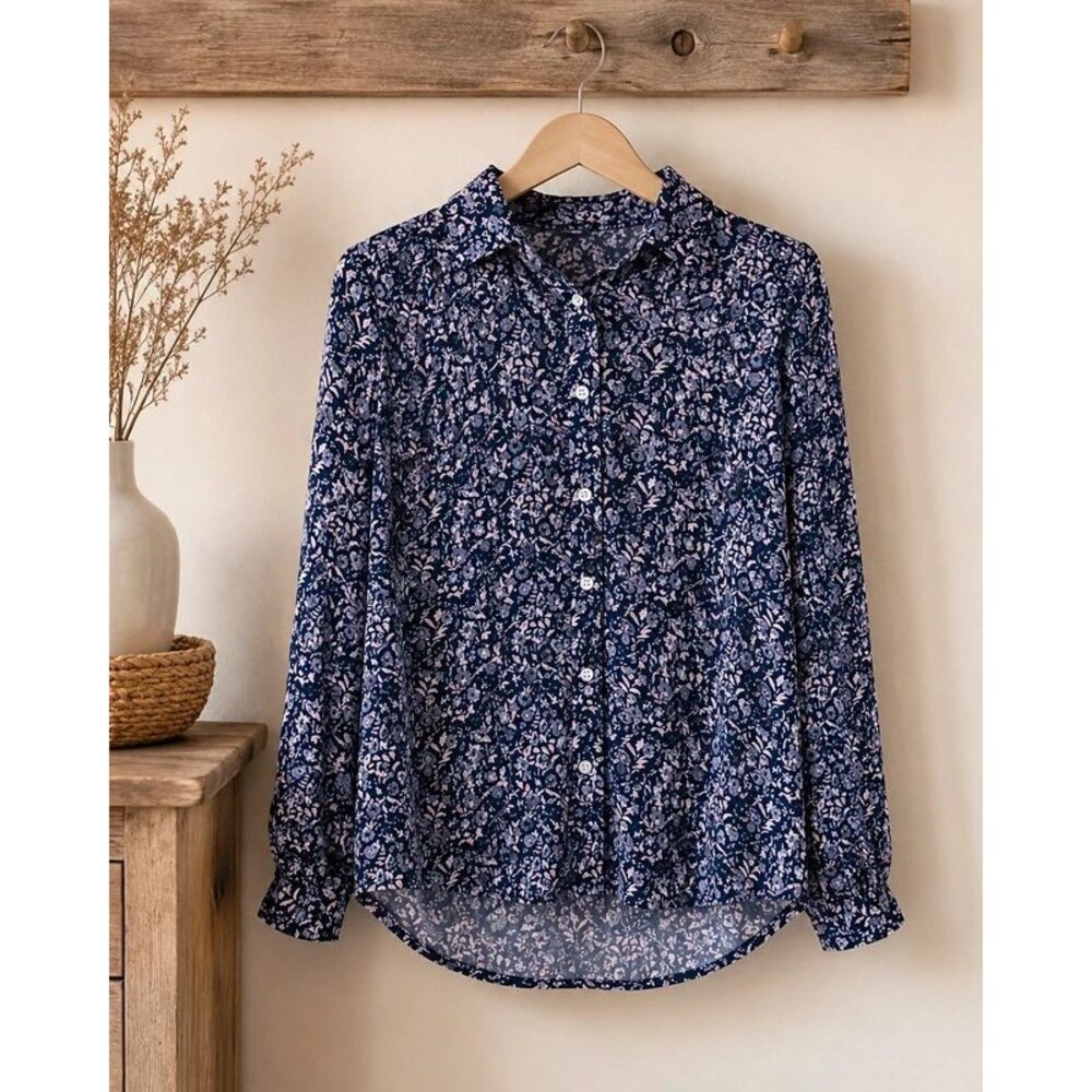 Blue floral blouse